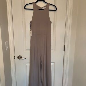 Aritzia Sleeveless Wide-Leg Jumpsuit in Taupe